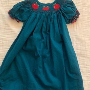 Smocked dress with apples